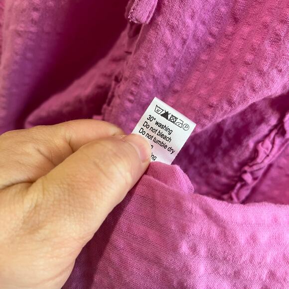 Banjanan Chandra 100% Cotton Ruffle Tiered Sleeveless Midi Dress Pink M - Picture 7 of 10